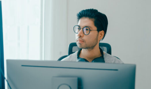 Young adult Asia male freelance eyeglasses typing write prompt A Young adult Asia male freelance eyeglasses typing write prompt A
