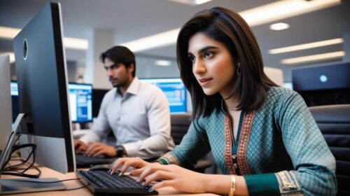 show picture of Pakistan female programmer, no hijab, working at computer(1) show picture of Pakistan female programmer, no hijab, working at computer(1)